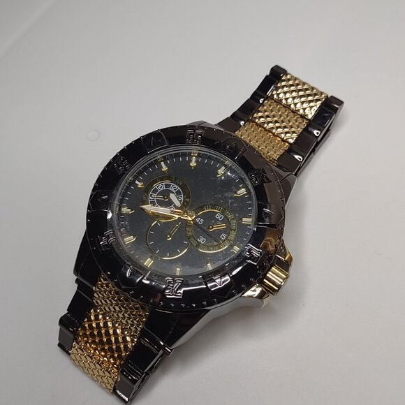 8 Inch Black And Gold Tone Large Analog Watch - Picture 5 of 14